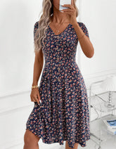 Women's Casual Knitted Midi Dress With Flared Hem And V Neckline Summer Dress Plus Size