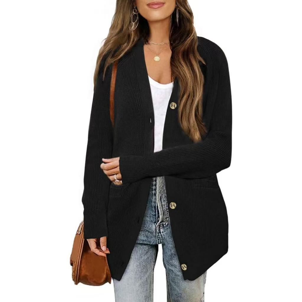 Women 2025 Fall Fashion Open Front Button Down Pockets Knit Sweater