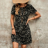 Women All Over Print Casual Vacation Dress With Pockets