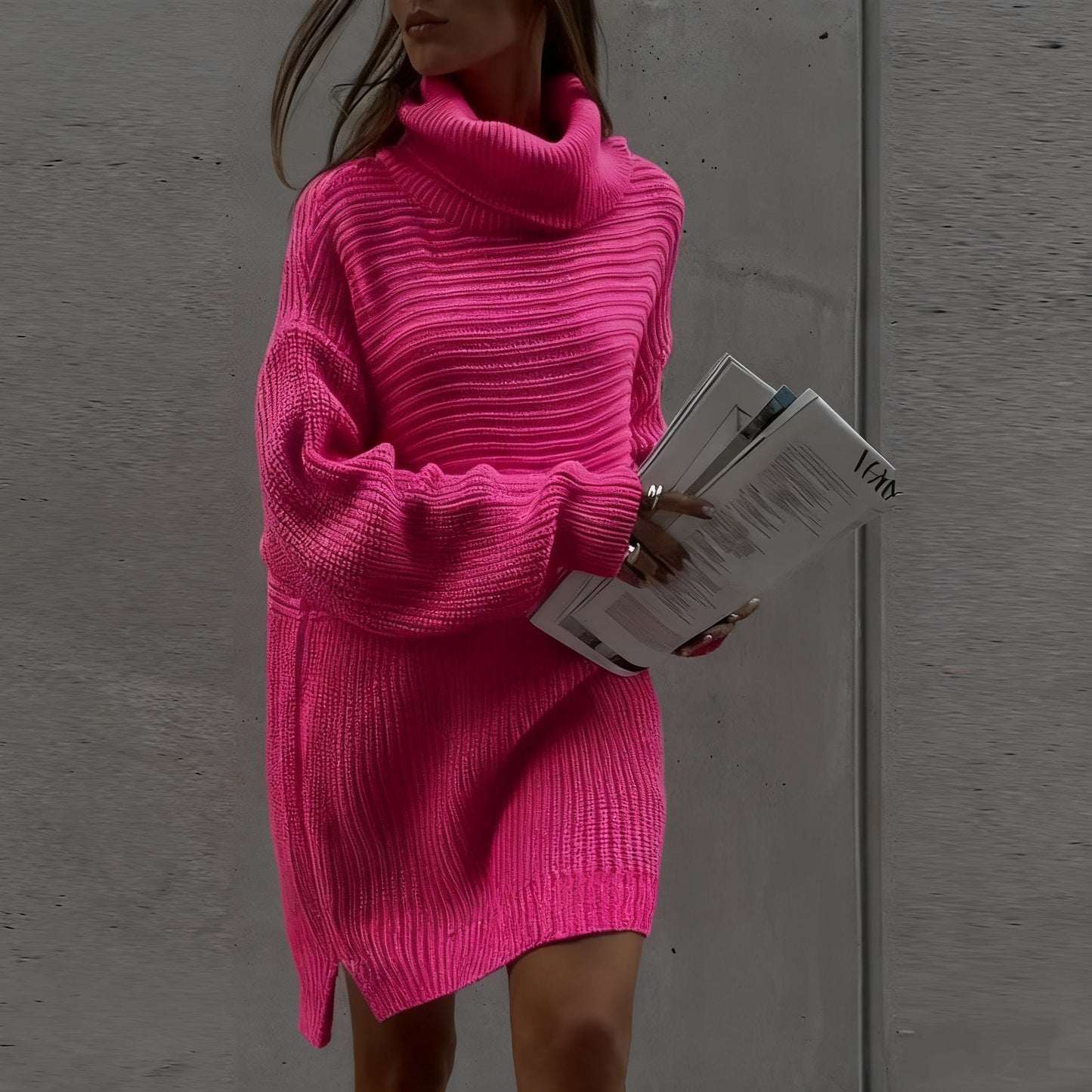 Plus Size, Autumn and Winter High-Neck Pullover Sweater