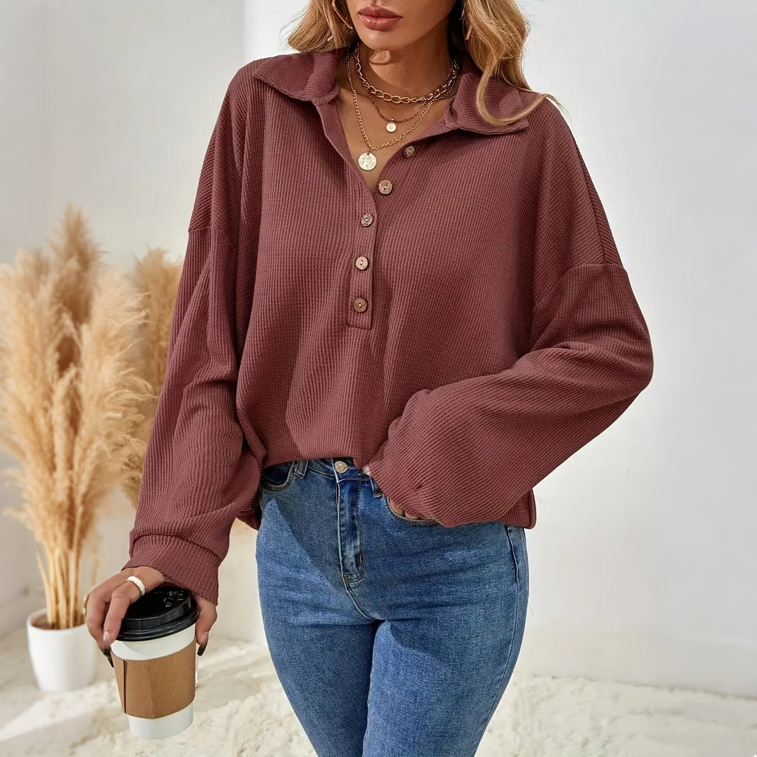 Women's Oversized Half-Zip Sweater T-Shirt