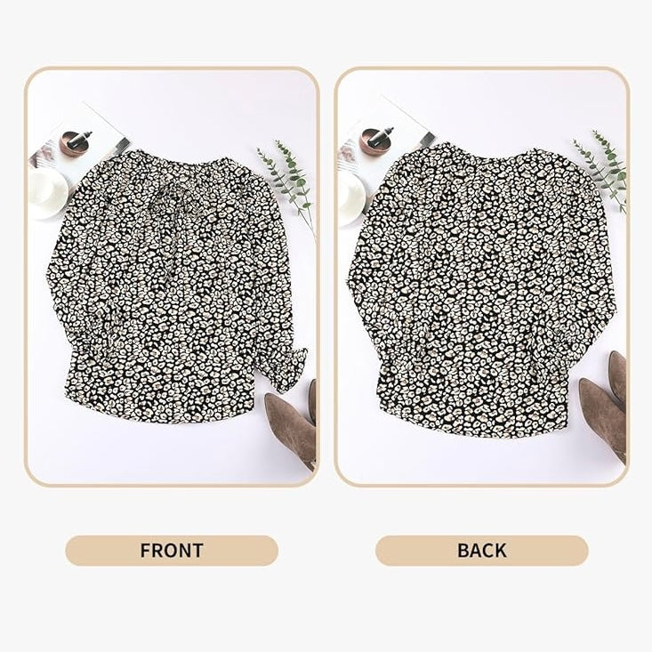 Women's Floral Print V-Neck Long-Sleeve Top