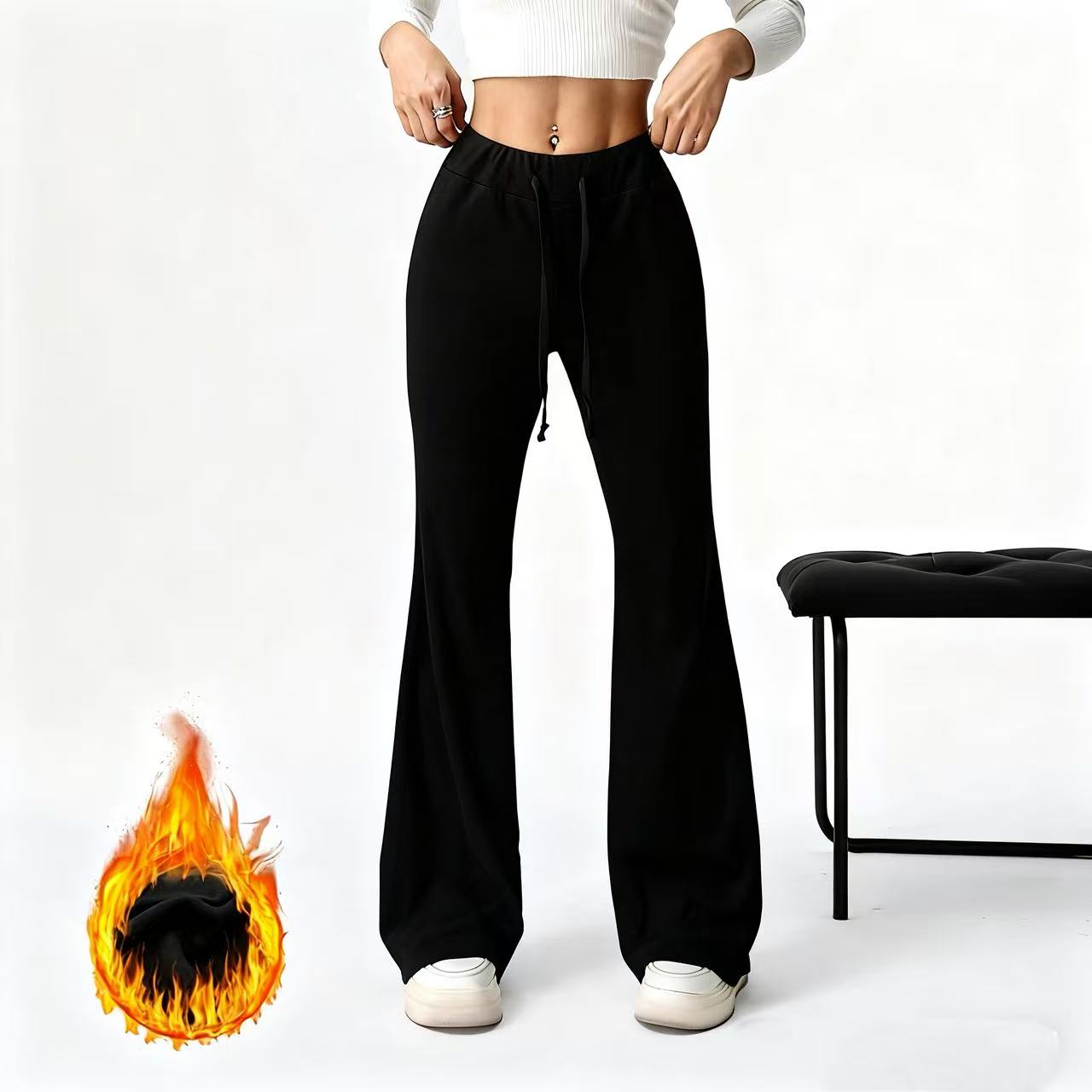 Women's Casual Fleece Lined Brown Pants