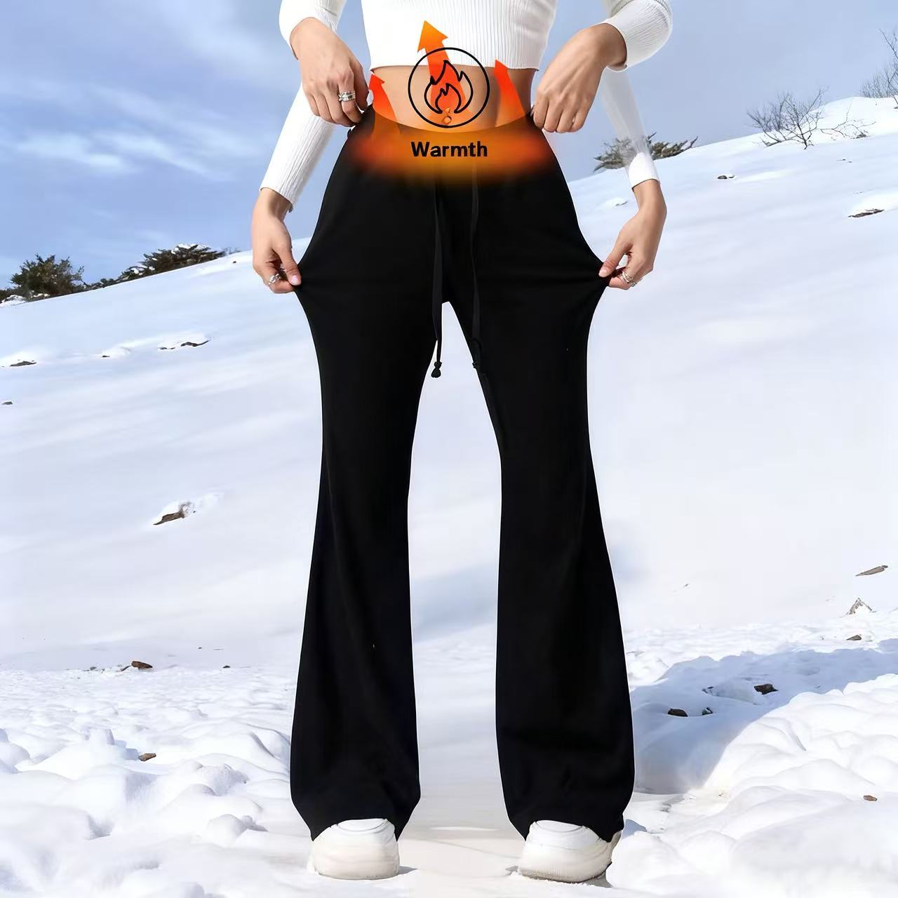 Women's Casual Fleece Lined Brown Pants