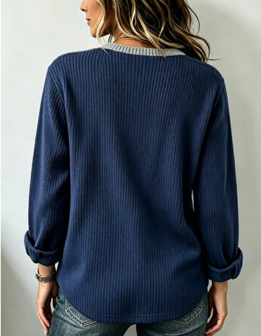 Women's Solid Color Cowl Neck Long Sleeve Casual Top Sweater