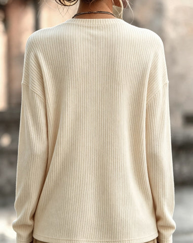 Autumn/Winter Casual Ribbed Fabric Tops Women