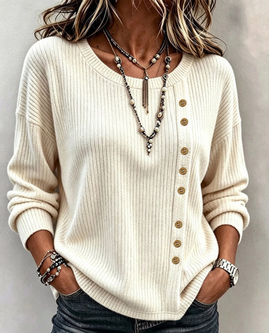 Autumn/Winter Casual Ribbed Fabric Tops Women