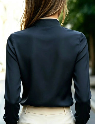 Women's Casual Contrast Trim Blouse Tops