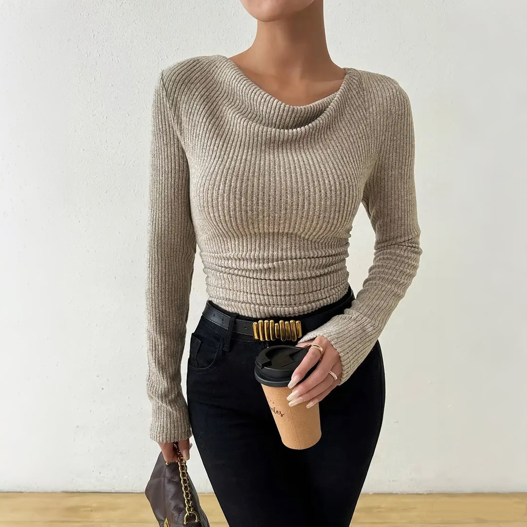 Women'S Vintage Asymmetrical Long Sleeve T-Shirt Slim Fit Ladies T Shirts