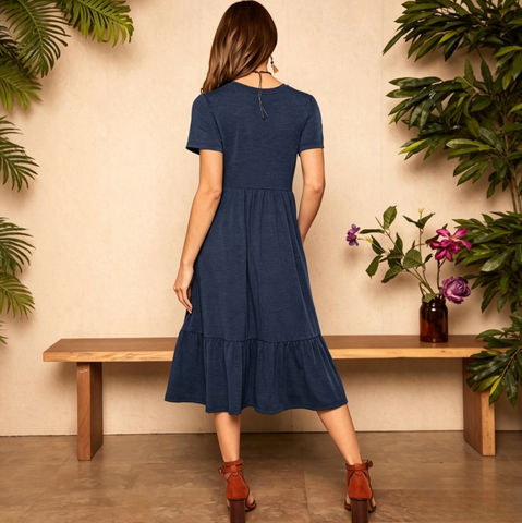 Women's Casual Solid Color Short Sleeve Dress