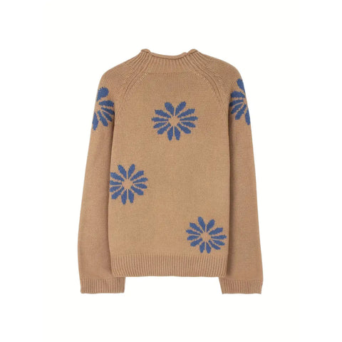 Women'S Elegant Floral Sweater Soft Long Sleeve Pullover Sweater