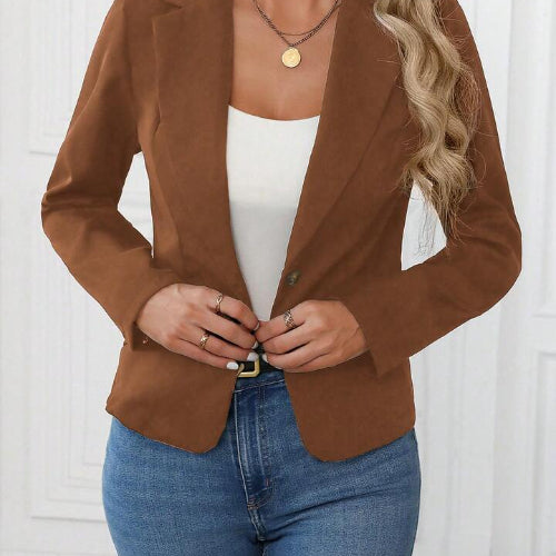 Ladies' Elegant Casual Fashion Solid Color Sports Jacket, Autumn Commuting Business Clothing Business Casual Woman Fall Outfits For Woman Winter Coat