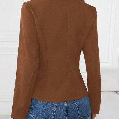 Ladies' Elegant Casual Fashion Solid Color Sports Jacket, Autumn Commuting Business Clothing Business Casual Woman Fall Outfits For Woman Winter Coat