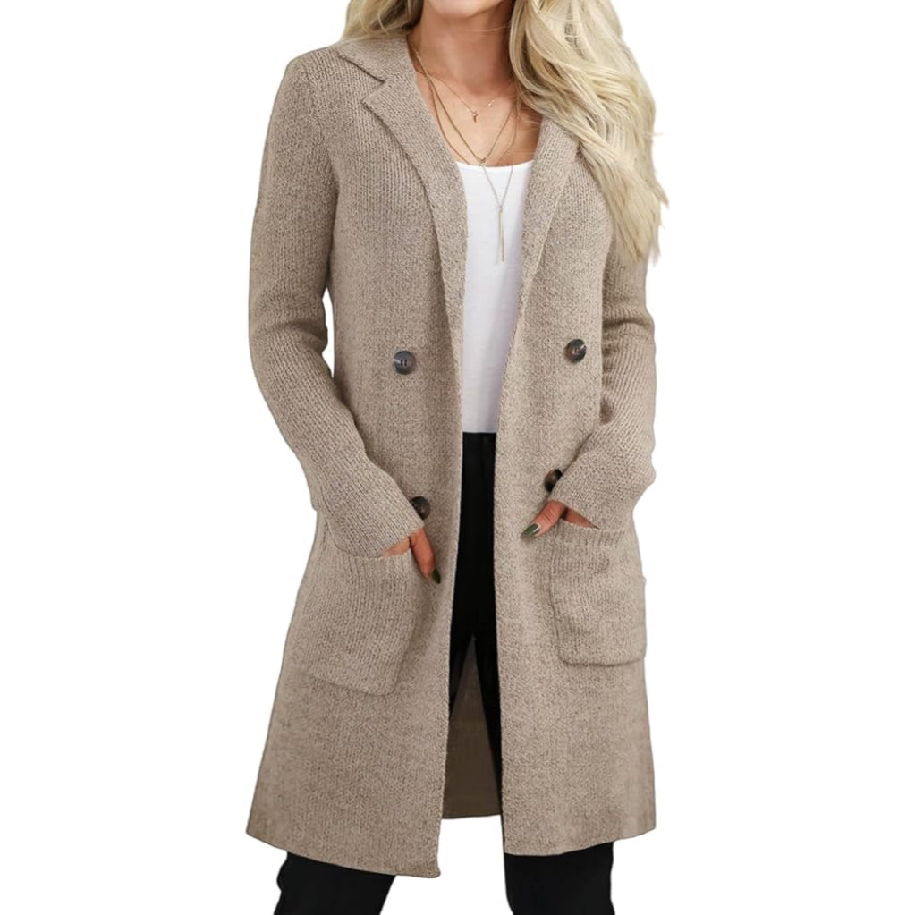 Women's Fall Long Cardigan Sweater Open Front Knit Coats Dressy Casual Jacket Coatigan with Pockets