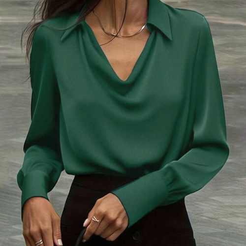 Women's Detail Regular Fit Cowl Neck Long Sleeve Shirt