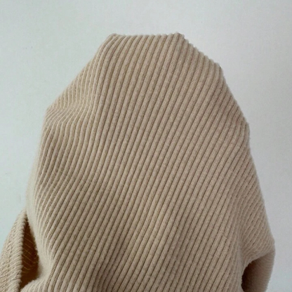 Autumn/Winter New Solid Color Brushed Ribbed Oblique Collar Pleated Long Sleeve T-Shirt