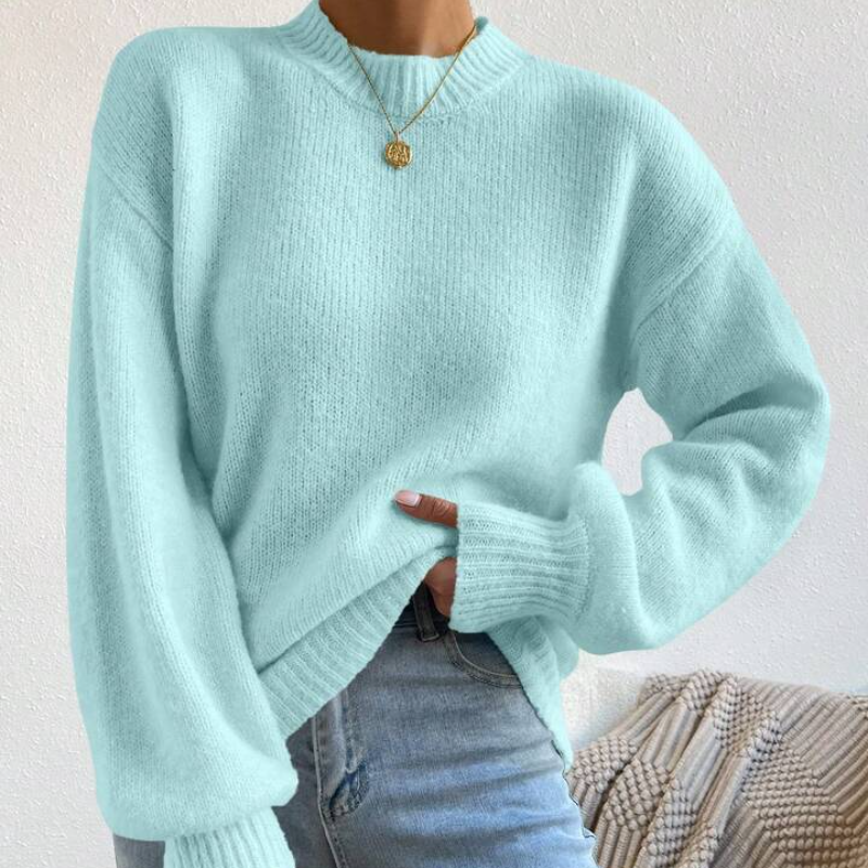 Women's Crew Neck Solid Color Casual Pullover Knitted Sweater