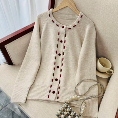 Cute & Soft Round Neck Knit Cardigan