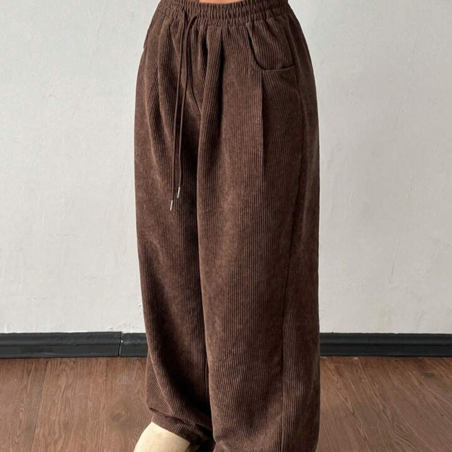 Women's Autumn And Winter Street Fashion Casual Retro Corduroy Textured Baggy Pants