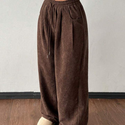 Women's Autumn And Winter Street Fashion Casual Retro Corduroy Textured Baggy Pants
