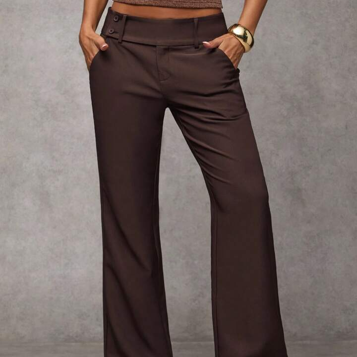 Women's Fashion Casual Retro Pocket Flare Leg Pants