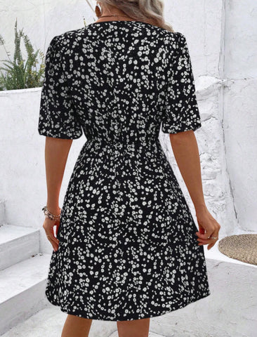 Women's Floral Print Strappy Waist-Cinched Sundress For Summer Plus Size