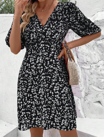 Women's Floral Print Strappy Waist-Cinched Sundress For Summer Plus Size