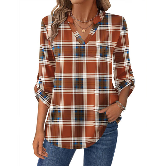 Women's V-Neck Blouse Long Sleeve Shirt