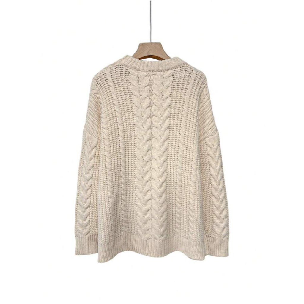 2025 Autumn And Winter Fashion Casual Holiday Beach Women's Long-Sleeved Cable Knit Sweater