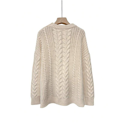 2025 Autumn And Winter Fashion Casual Holiday Beach Women's Long-Sleeved Cable Knit Sweater