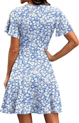Womens Casual Dresses Wrap V Neck Dress A-Line Ruffle Sleeve Summer Sundress Fashion 2026