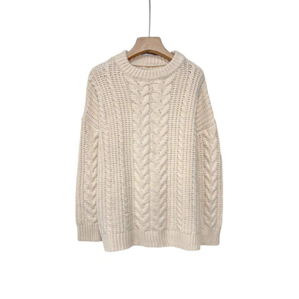 2025 Autumn And Winter Fashion Casual Holiday Beach Women's Long-Sleeved Cable Knit Sweater