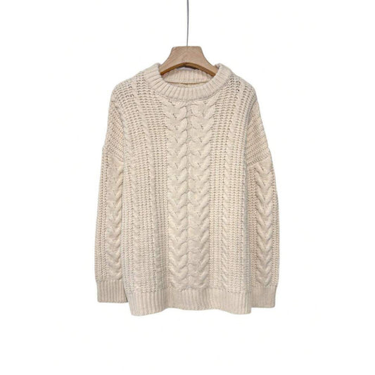 2025 Autumn And Winter Fashion Casual Holiday Beach Women's Long-Sleeved Cable Knit Sweater