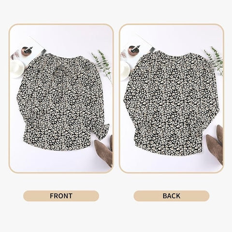 Women's Floral Print V-Neck Long-Sleeve Top
