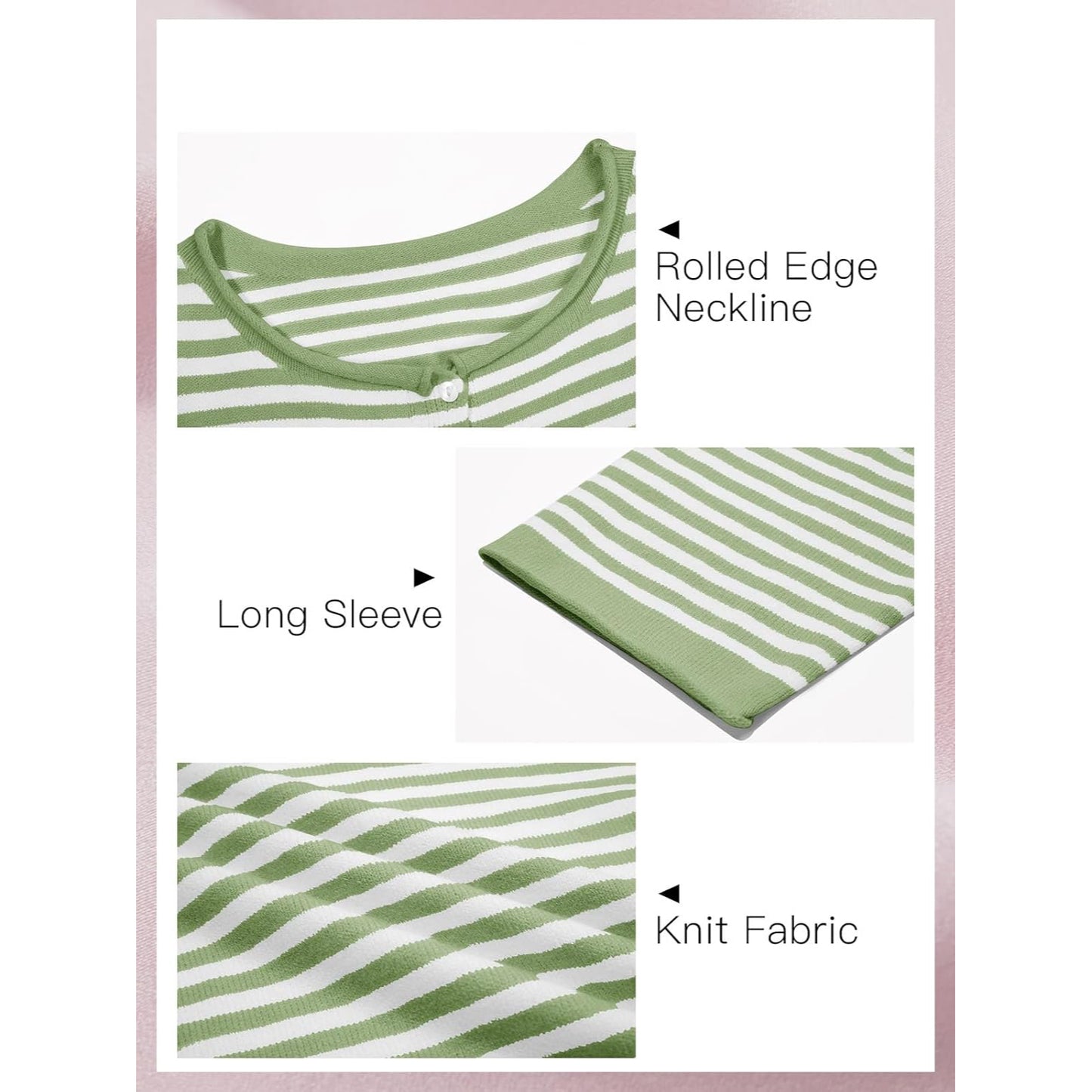 Womens Striped Cardigan Casual Long Sleeve Open Front Button Sweaters