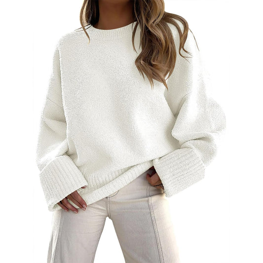 Women's Oversized Long Sleeve Fuzzy Chunky Pullover Sweater