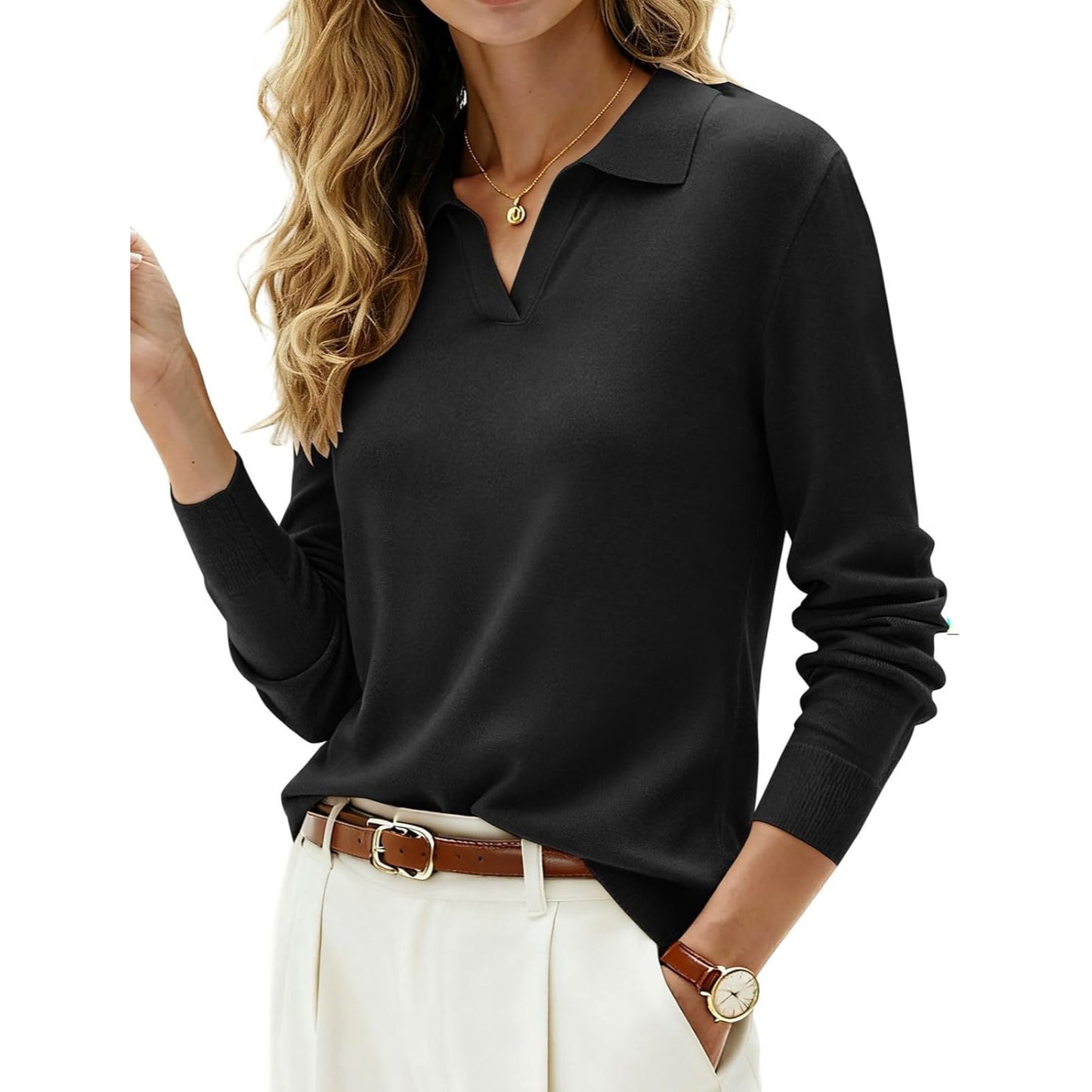 2025 Women's Wool Blend Sweaters, Long Sleeve V Neck Knitted Fall Tops