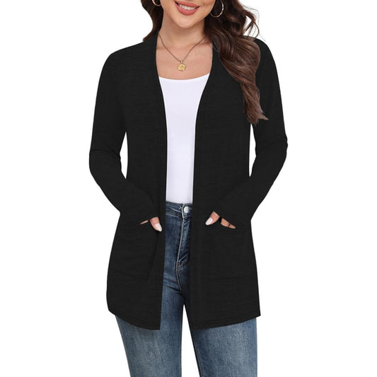 Womens Lightweight Cardigan Long Sleeve Open Front Casual Sweater Cardigans with Pockets