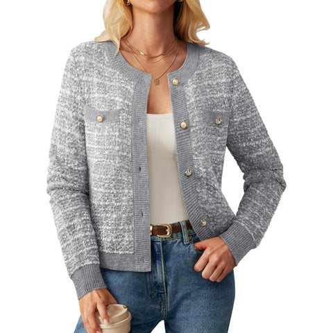 Women¡¯s Open Front Button Down Long Sleeve Sweaters with Pockets