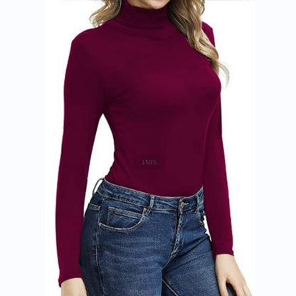 Women's Long Sleeve Turtleneck Shirts Casual Ribbed Basic Tee Slim Soft Thermal Tops 2025 Fall Going Out Clothes
