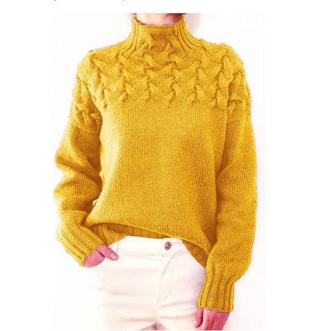 2026 cross-border new women's fashion cable knit turtleneck long sleeve sweater - ideal for independent e-commerce stores and ebay
