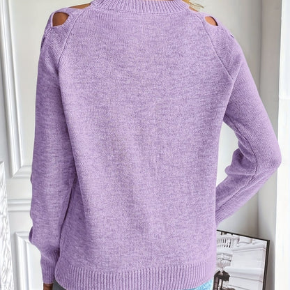Long-sleeve openwork pullover sweater