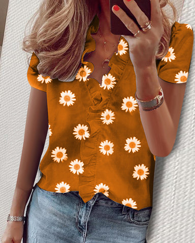 Spring and summer European and American new long-sleeved ruffle shirt women's shirt