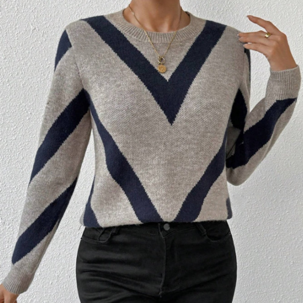 Women's Oversized Grey Sweater - Winter Warm Round Neck Sweater Coat