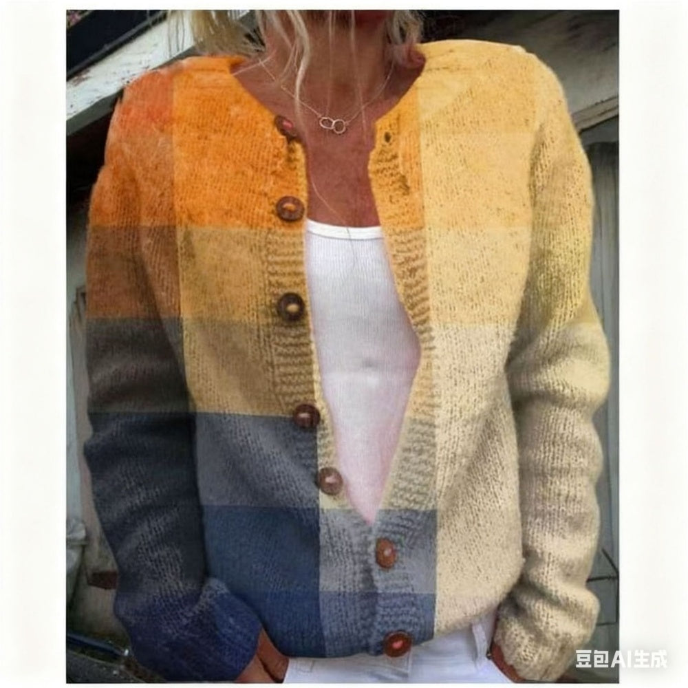 Women's Long-Sleeve Cardigan Sweater - Single Breasted with 3D Digital Print