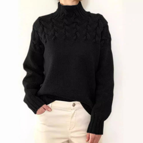 2026 cross-border new women's fashion cable knit turtleneck long sleeve sweater - ideal for independent e-commerce stores and ebay