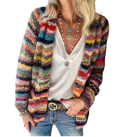 Sweater knitting cardigan thin outwear loose outwear women
