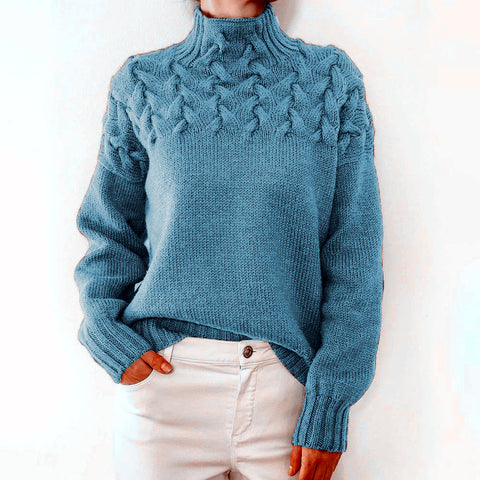 2026 cross-border new women's fashion cable knit turtleneck long sleeve sweater - ideal for independent e-commerce stores and ebay