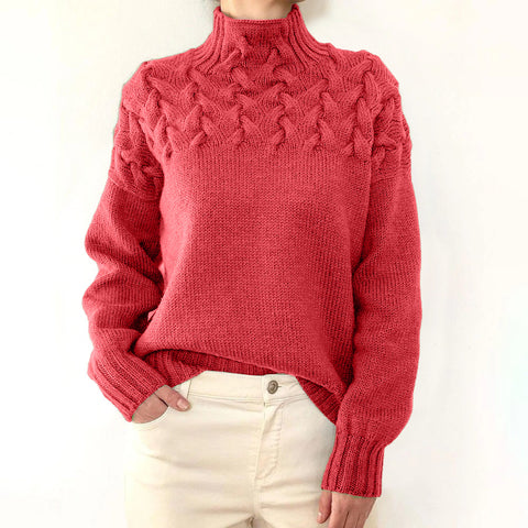 2026 cross-border new women's fashion cable knit turtleneck long sleeve sweater - ideal for independent e-commerce stores and ebay