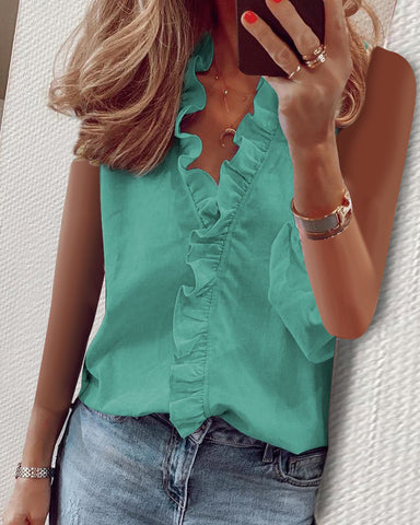 Spring and summer European and American new long-sleeved ruffle shirt women's shirt